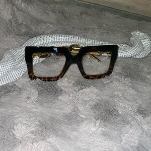 Leopard Print & Black Square Glasses